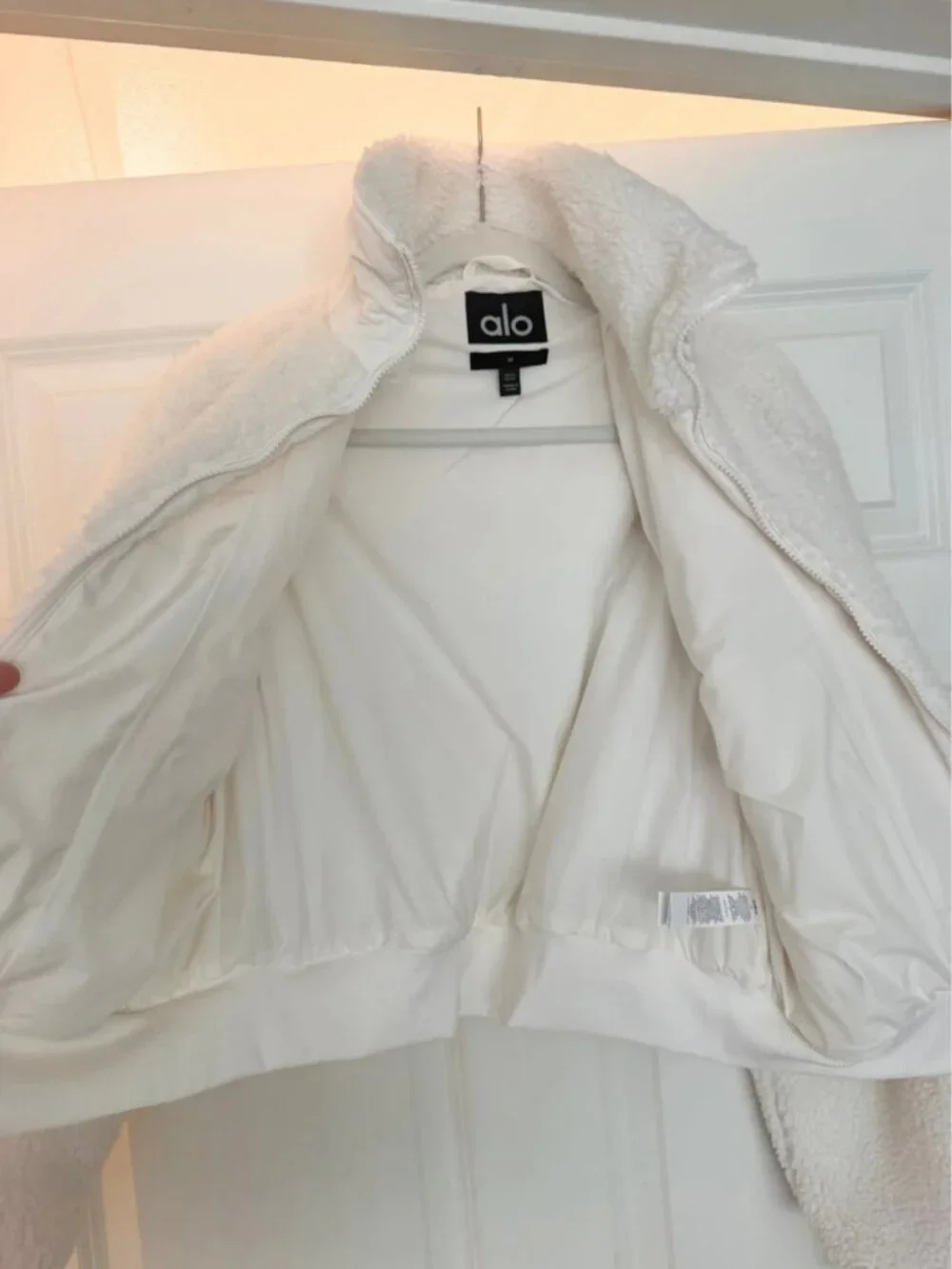 Alo Yoga Sherpa Edge Bomber Jacket Ivory Women's Size M